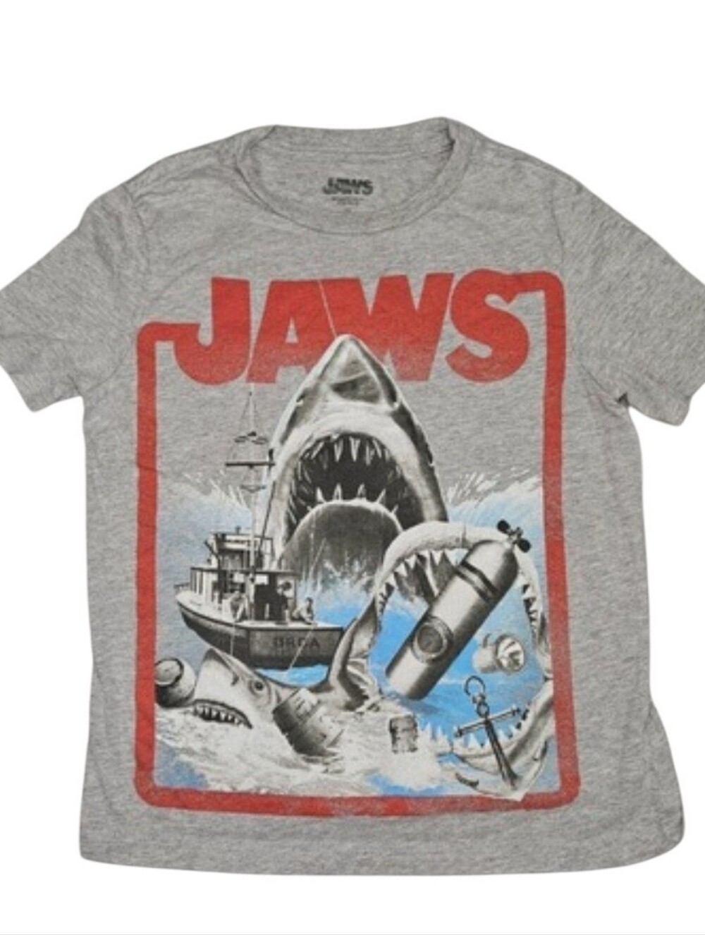Jaws Movie Graphic Tee Shirt Youth Medium M 8 Gray Universal Studios Spielberg